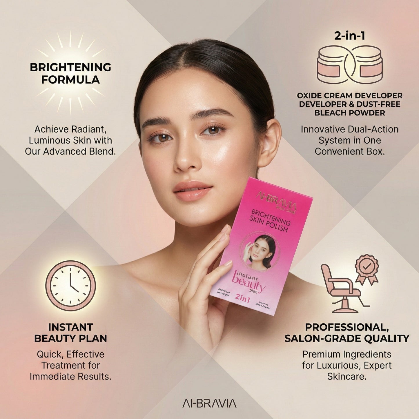 AI-BRAVIA Brightening Skin Polish Kit | 2-in-1 Salon-Grade Instant Beauty Plan
