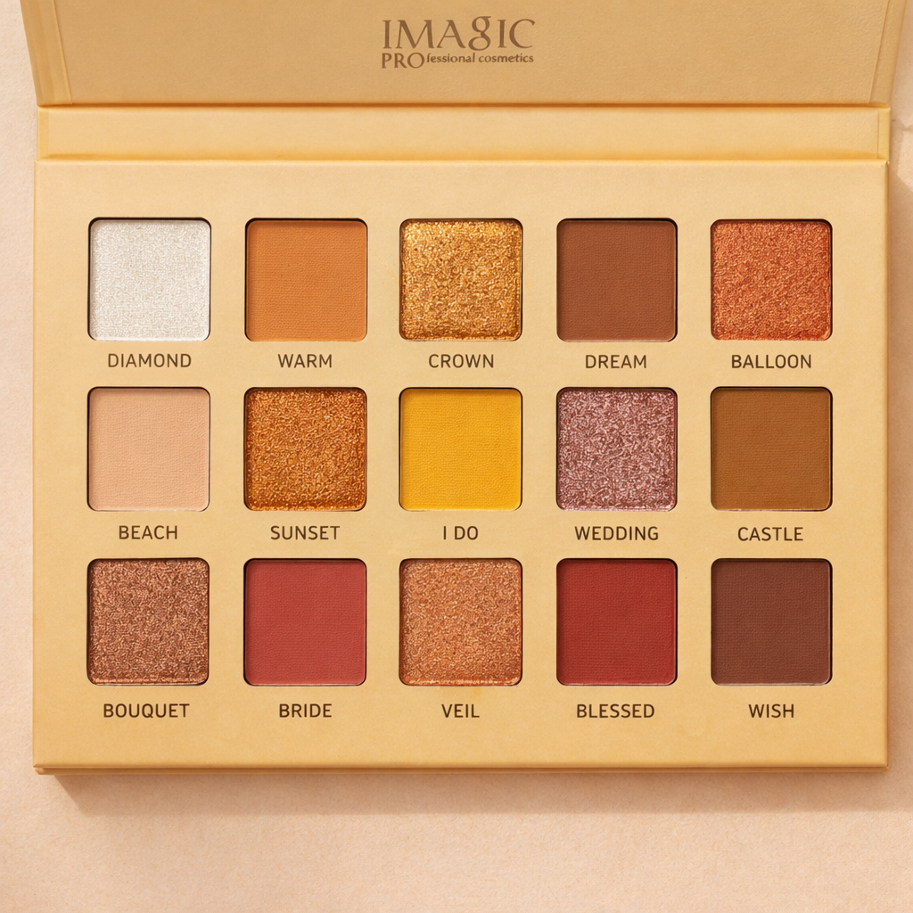 IMAGIC Wedding Dream Eyeshadow Palette – 15 Warm & Golden Toned Matte/Shimmer Shades