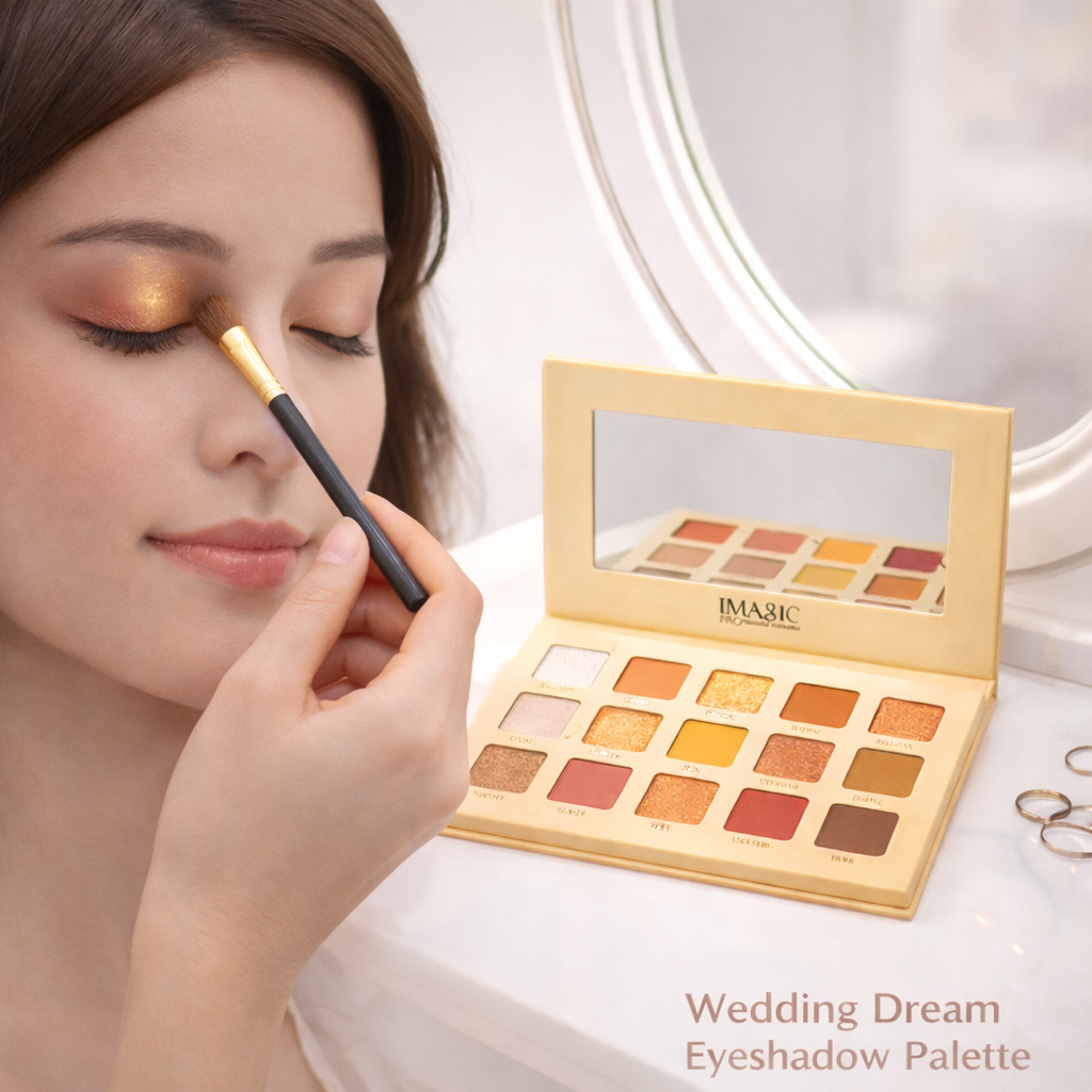 IMAGIC Wedding Dream Eyeshadow Palette – 15 Warm & Golden Toned Matte/Shimmer Shades