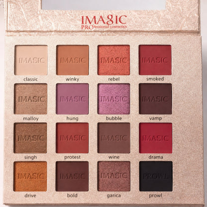 IMAGIC Professional 16 Color Eyeshadow Palette – Highly Pigmented Matte & Shimmer Nudes