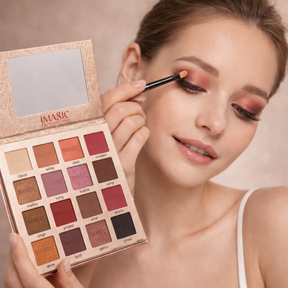 IMAGIC Professional 16 Color Eyeshadow Palette – Highly Pigmented Matte & Shimmer Nudes